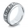  18K Gold Women's Engraved Wedding Band - Three-Quarter View -  101065 - Thumbnail