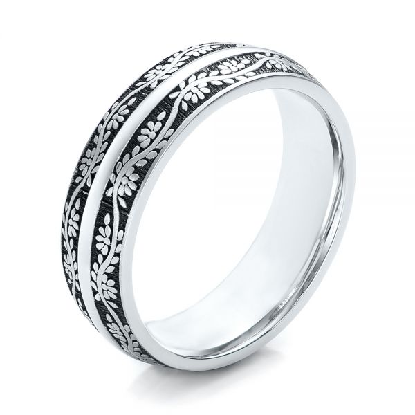 Women's Engraved Wedding Band - Three-Quarter View -  101066