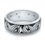  18K Gold Women's Engraved Wedding Band - Flat View -  101058 - Thumbnail