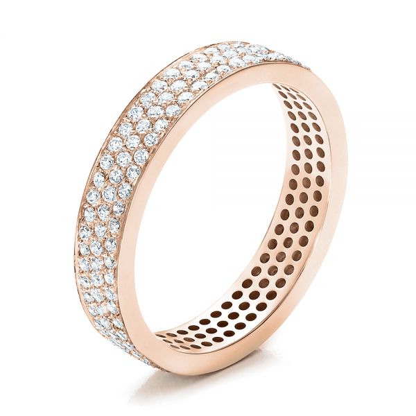 18k Rose Gold 18k Rose Gold Women's Pave Diamond Eternity Band - Three-Quarter View -  100147