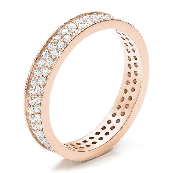 14k Rose Gold 14k Rose Gold Women's Pave Diamond Eternity Band - Three-Quarter View -  100149