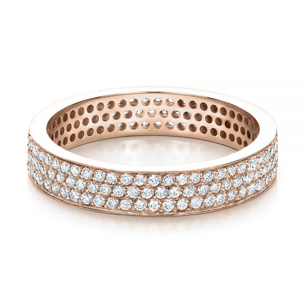 18k Rose Gold 18k Rose Gold Women's Pave Diamond Eternity Band - Flat View - 100147