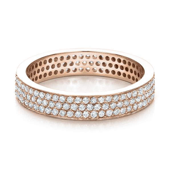 18k Rose Gold 18k Rose Gold Women's Pave Diamond Eternity Band - Flat View -  100147