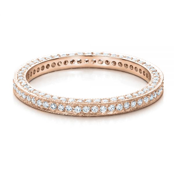 14k Rose Gold 14k Rose Gold Women's Pave Diamond Eternity Band - Flat View -  100148