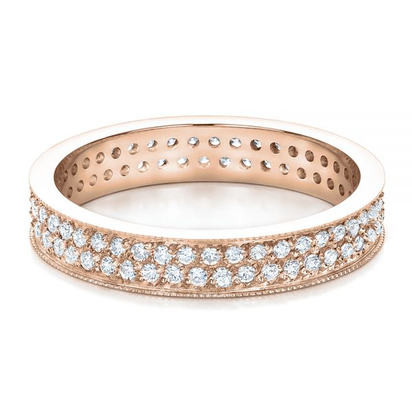 14k Rose Gold 14k Rose Gold Women's Pave Diamond Eternity Band - Flat View -  100149