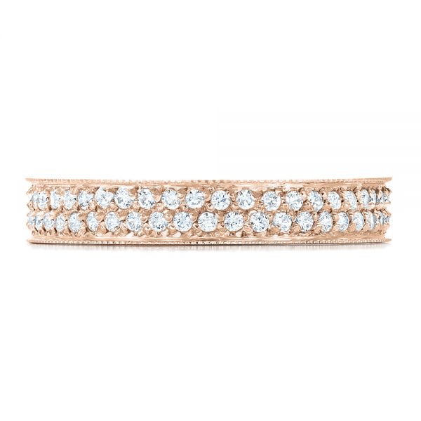 18k Rose Gold 18k Rose Gold Women's Pave Diamond Eternity Band - Top View -  100149