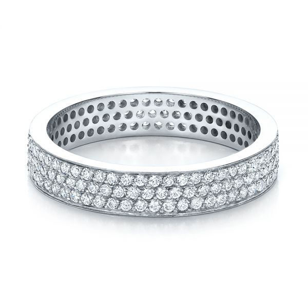 14k White Gold Women's Pave Diamond Eternity Band - Flat View -  100147