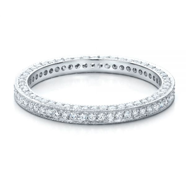 18k White Gold Women's Pave Diamond Eternity Band - Flat View -  100148