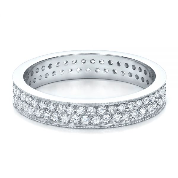 14k White Gold 14k White Gold Women's Pave Diamond Eternity Band - Flat View -  100149