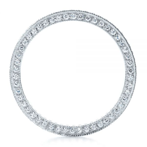 18k White Gold Women's Pave Diamond Eternity Band - Front View -  100148
