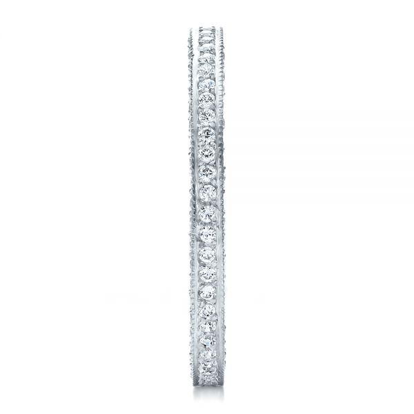 18k White Gold Women's Pave Diamond Eternity Band - Side View -  100148