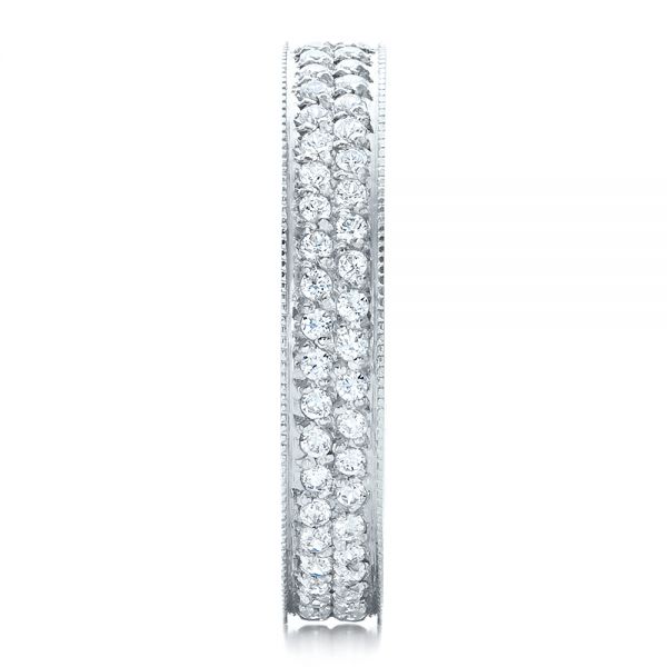 18k White Gold Women's Pave Diamond Eternity Band - Side View -  100149