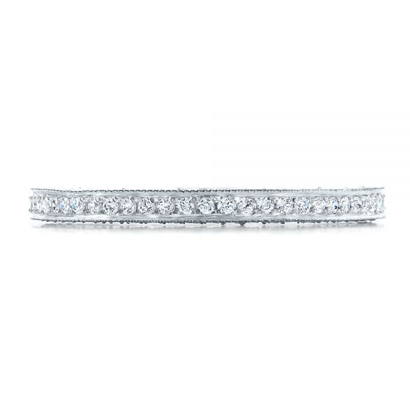 18k White Gold Women's Pave Diamond Eternity Band - Top View -  100148