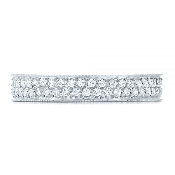 18k White Gold Women's Pave Diamond Eternity Band - Top View -  100149