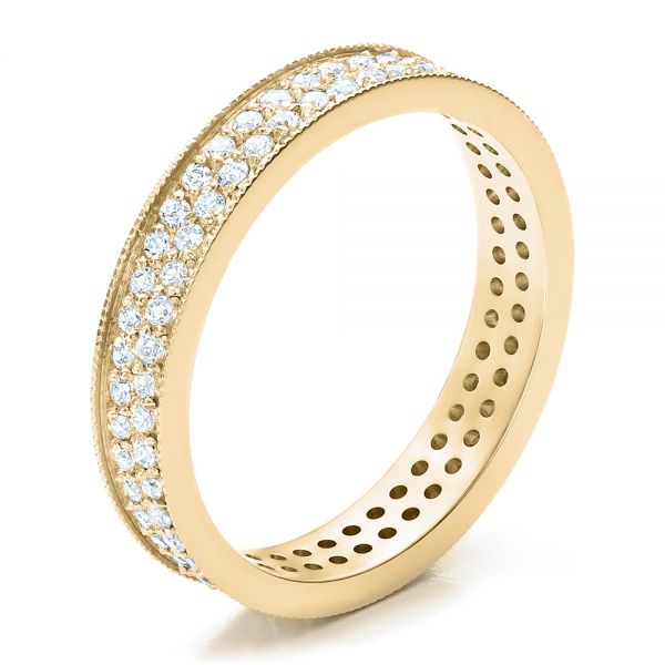 18k Yellow Gold 18k Yellow Gold Women's Pave Diamond Eternity Band - Three-Quarter View -  100149