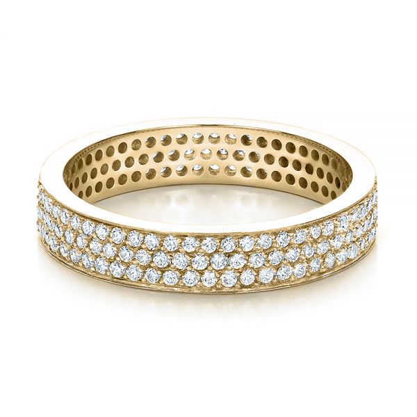 14k Yellow Gold 14k Yellow Gold Women's Pave Diamond Eternity Band - Flat View -  100147