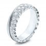 14k White Gold Women's Pave Diamond Wedding Band - Three-Quarter View -  100838 - Thumbnail