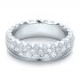 14k White Gold Women's Pave Diamond Wedding Band - Flat View -  100838 - Thumbnail