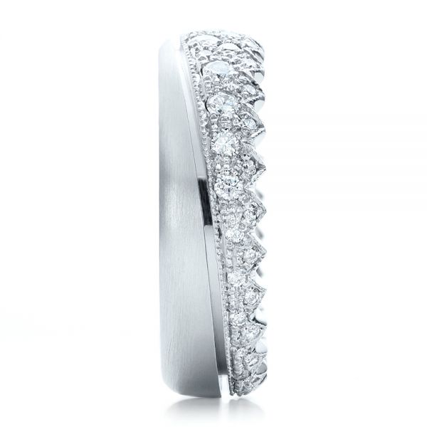 14k White Gold Women's Pave Diamond Wedding Band - Side View -  100838