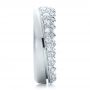 14k White Gold Women's Pave Diamond Wedding Band - Side View -  100838 - Thumbnail