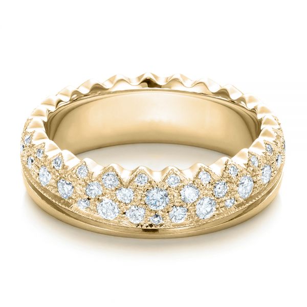 14k Yellow Gold 14k Yellow Gold Women's Pave Diamond Wedding Band - Flat View - 100838