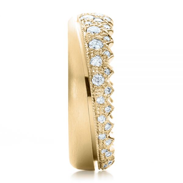 14k Yellow Gold 14k Yellow Gold Women's Pave Diamond Wedding Band - Side View - 100838