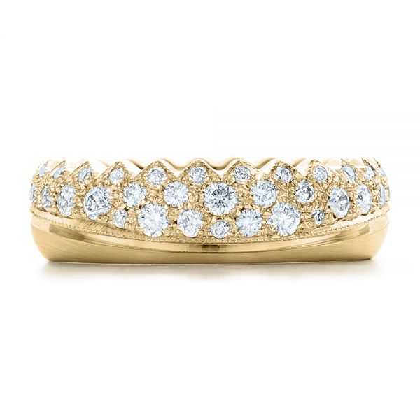 14k Yellow Gold 14k Yellow Gold Women's Pave Diamond Wedding Band - Top View - 100838