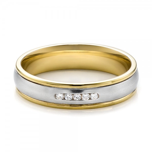 Women's Two-tone Diamond Wedding Band - Flat View -  100156