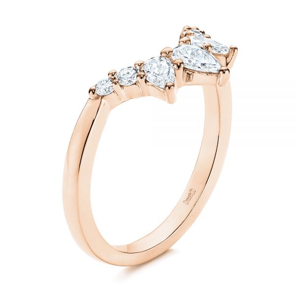 18k Rose Gold 18k Rose Gold Women's V-shaped Diamond Wedding Ring - Three-Quarter View -  106440