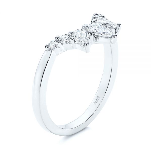  Platinum Platinum Women's V-shaped Diamond Wedding Ring - Three-Quarter View -  106440