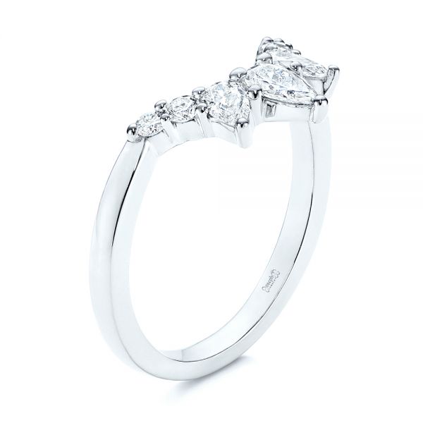 14k White Gold 14k White Gold Women's V-shaped Diamond Wedding Ring - Three-Quarter View -  106440