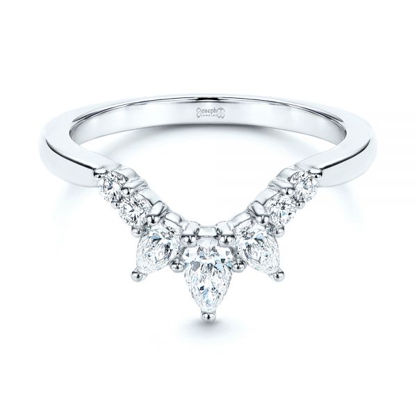 Platinum Platinum Women's V-shaped Diamond Wedding Ring - Flat View - 106440