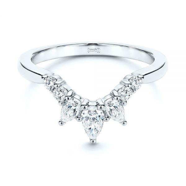 14k White Gold 14k White Gold Women's V-shaped Diamond Wedding Ring - Flat View -  106440