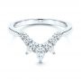 18k White Gold 18k White Gold Women's V-shaped Diamond Wedding Ring - Flat View -  106440 - Thumbnail