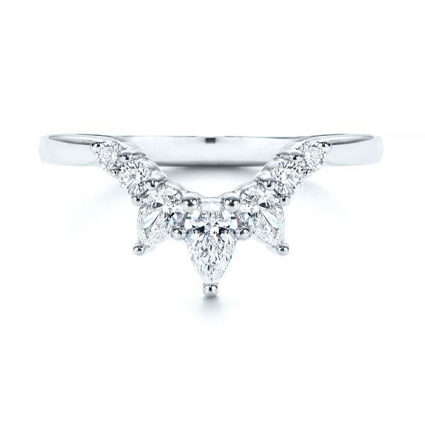  Platinum Platinum Women's V-shaped Diamond Wedding Ring - Top View -  106440