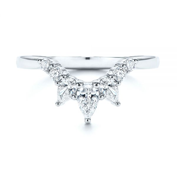 Platinum Platinum Women's V-shaped Diamond Wedding Ring - Top View - 106440