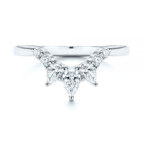 14k White Gold 14k White Gold Women's V-shaped Diamond Wedding Ring - Top View -  106440