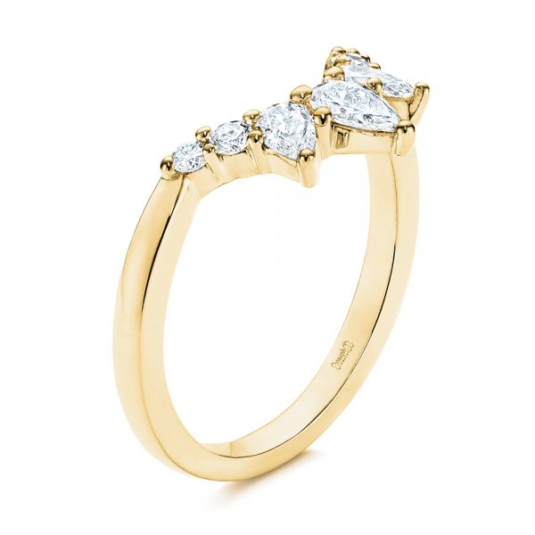 18k Yellow Gold 18k Yellow Gold Women's V-shaped Diamond Wedding Ring - Three-Quarter View -  106440