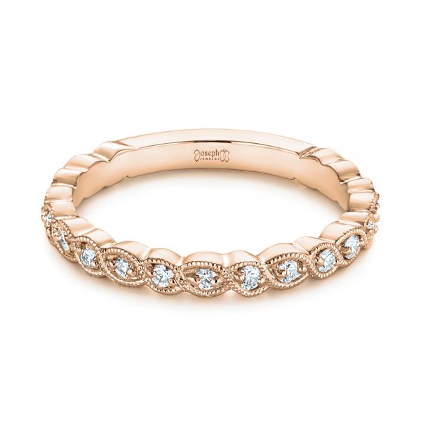 18k Rose Gold 18k Rose Gold Woven Diamond Wedding Band - Flat View - 105283