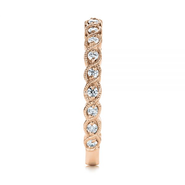 18k Rose Gold 18k Rose Gold Woven Diamond Wedding Band - Side View - 105283