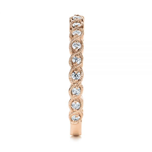 18k Rose Gold 18k Rose Gold Woven Diamond Wedding Band - Side View -  105283