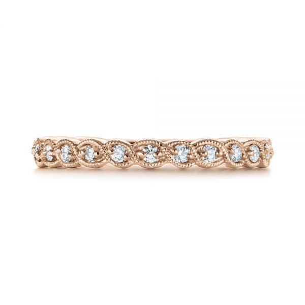 18k Rose Gold 18k Rose Gold Woven Diamond Wedding Band - Top View - 105283