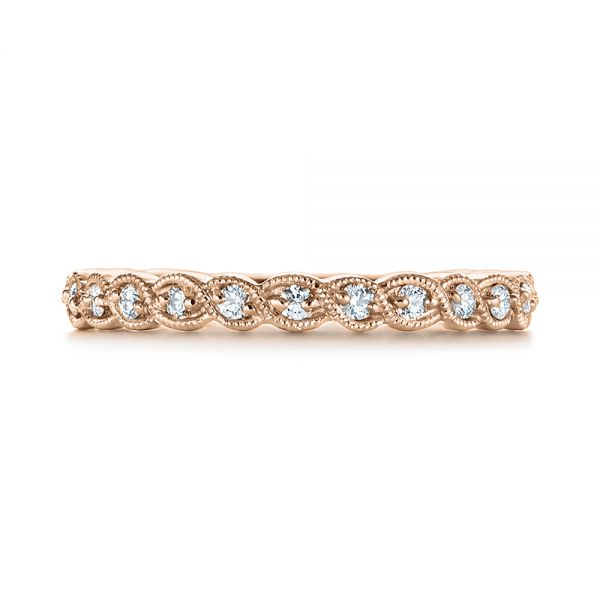 18k Rose Gold 18k Rose Gold Woven Diamond Wedding Band - Top View -  105283