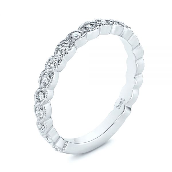  Platinum Woven Diamond Wedding Band - Three-Quarter View -  105283