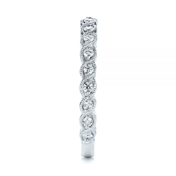 18k White Gold 18k White Gold Woven Diamond Wedding Band - Side View -  105283