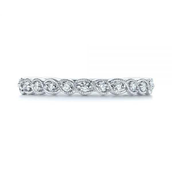 14k White Gold 14k White Gold Woven Diamond Wedding Band - Top View -  105283