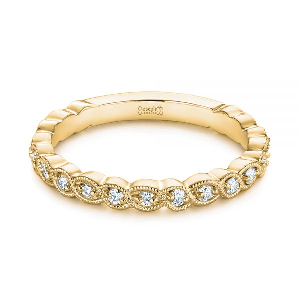 18k Yellow Gold 18k Yellow Gold Woven Diamond Wedding Band - Flat View - 105283