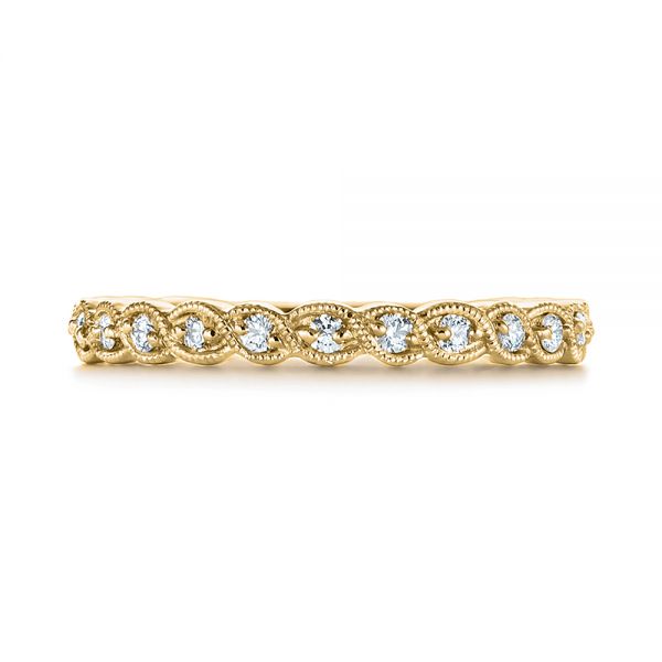 18k Yellow Gold 18k Yellow Gold Woven Diamond Wedding Band - Top View - 105283