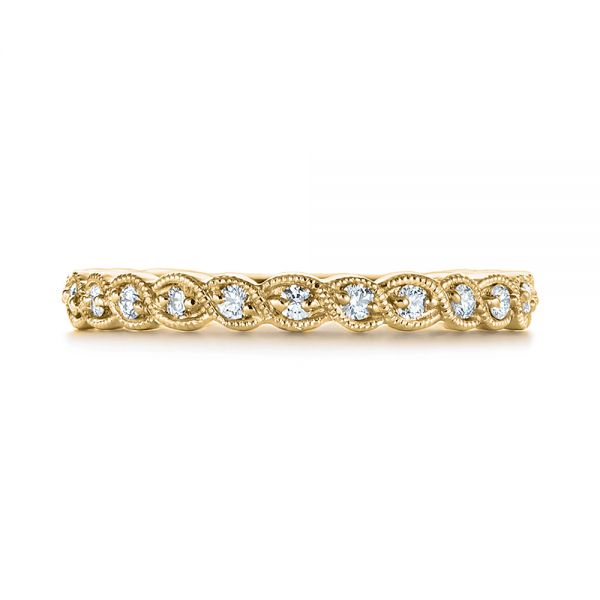 18k Yellow Gold 18k Yellow Gold Woven Diamond Wedding Band - Top View -  105283