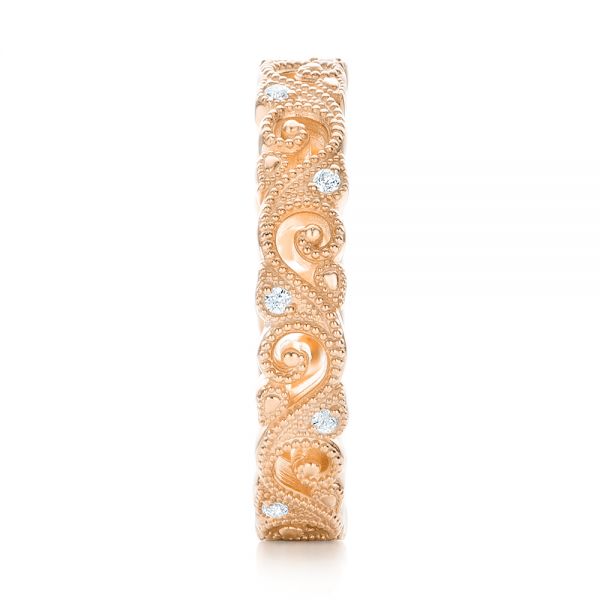 14k Rose Gold 14k Rose Gold Diamond Organic Stackable Eternity Band - Side View -  101889
